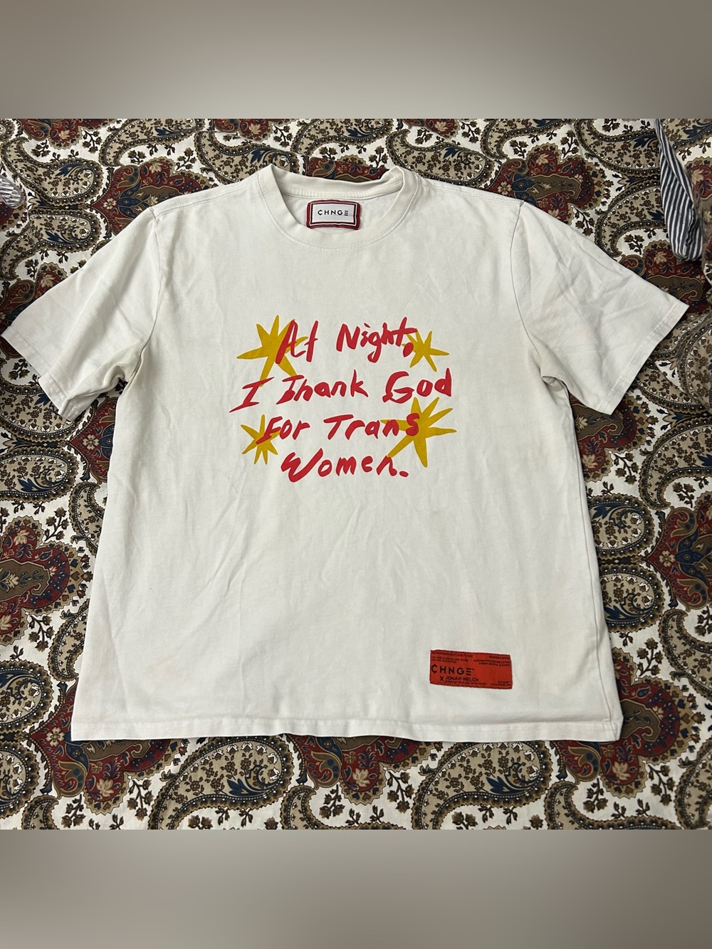 CHNGE x Jonah Welch “At Night I Thank God for Trans Women” Graphic Tee Size